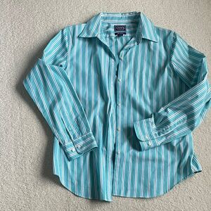 Chaps Teal and White Striped Shirt